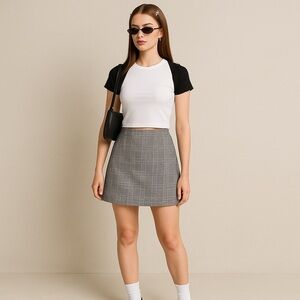 ASOS Monki Plaid Mini Skirt Women Gray Skirt SZ 38 US 6 Clueless 90s Acadamia